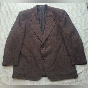 Vintage 90s Tip Top Mens Sport Coat Jacket Speckled Brown Orange Deep Pocket 40R